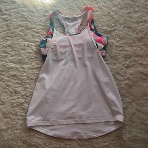 Zyia watercolor floral bra with built in white mesh tank